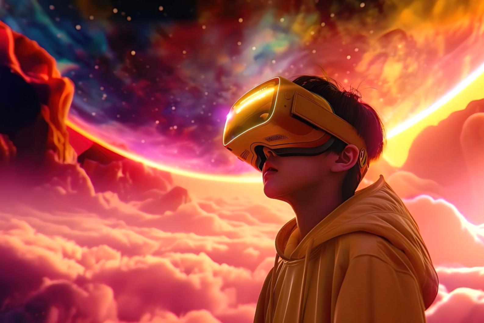 VR headset ile oyun test eden geliştirici ve debug ekranları